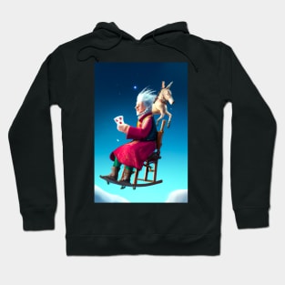 Old Woman Playing Cards on Her Way to Heaven Hoodie